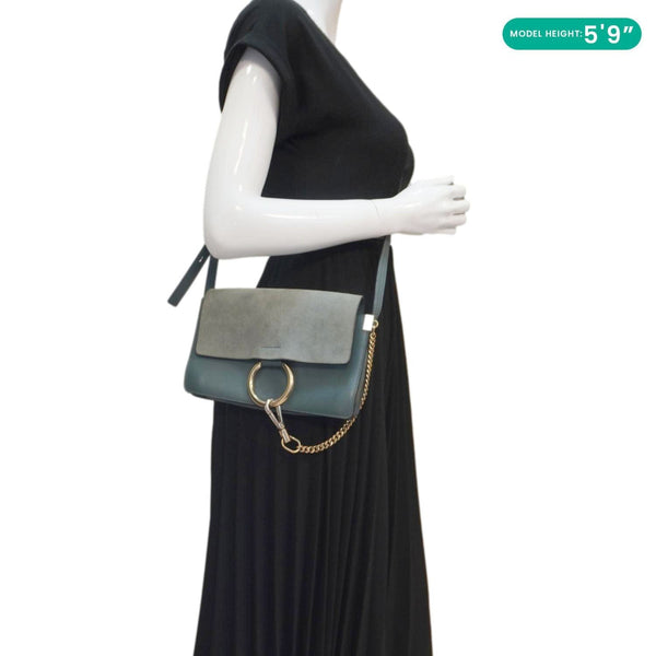 CHLOE Faye Small Suede Shoulder Bag Gray