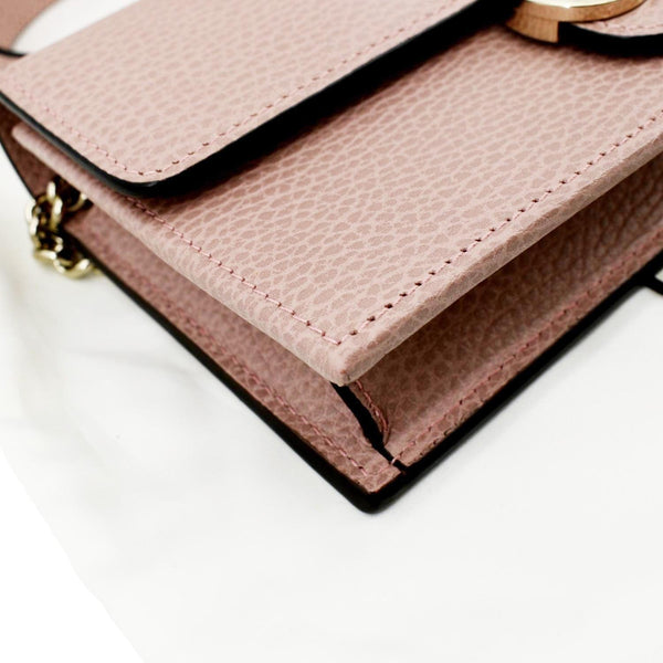 GUCCI GG Interlocking Pebbled Leather Crossbody Bag Light Pink 510314