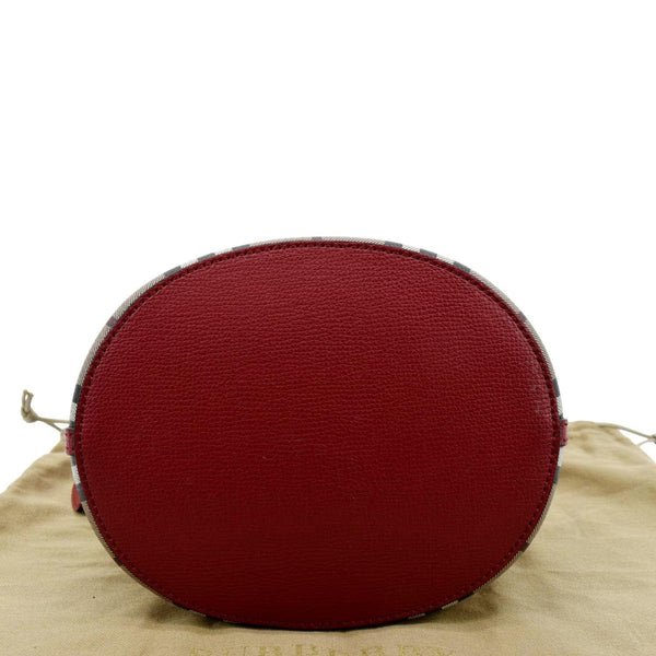 Burberry Bucket Haymarket Check Canvas Crossbody Bag Beige Color - Bottom