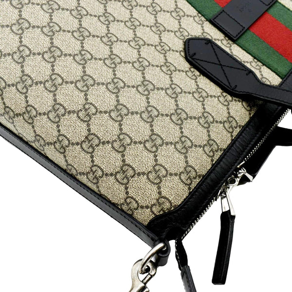 GUCCI Zipper Web GG Supreme Canvas Tote Bag Beige 359261