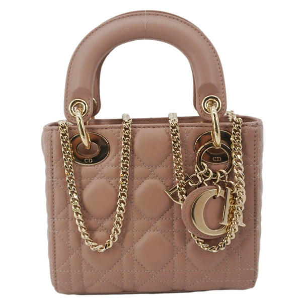 CHRISTIAN DIOR Lady Dior Mini Cannage Leather Crossbody Bag Rose