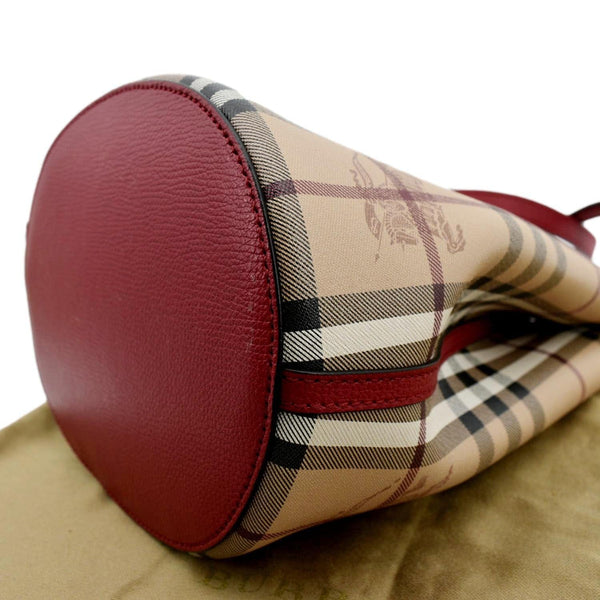 Burberry Bucket Haymarket Check Canvas Crossbody Bag Beige Color - Bottom Right