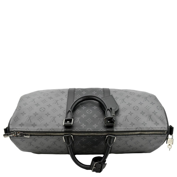 LOUIS VUITTON Keepall 50 Bandouliere Monogram Eclipse Travel Bag Black