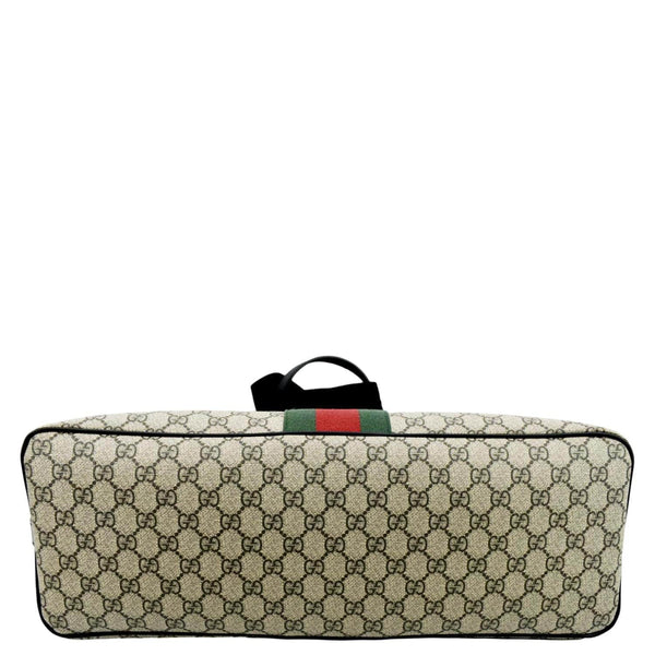 GUCCI Zipper Web GG Supreme Canvas Tote Bag Beige 359261