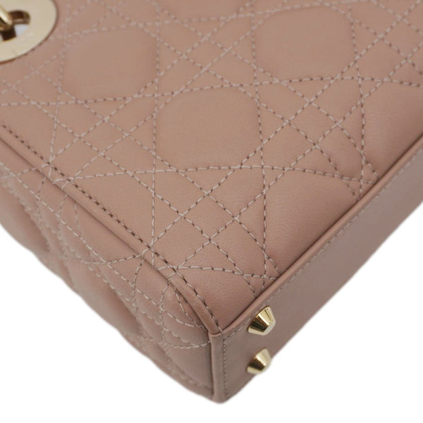 CHRISTIAN DIOR Lady Dior Mini Cannage Leather Crossbody Bag Rose