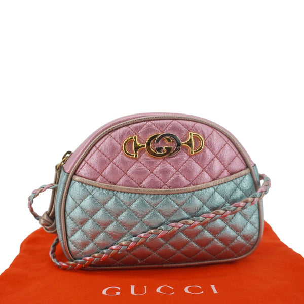 GUCCI Trapuntata Mini Zumi Dome Laminated Nappa Leather Crossbody Bag pink 534951
