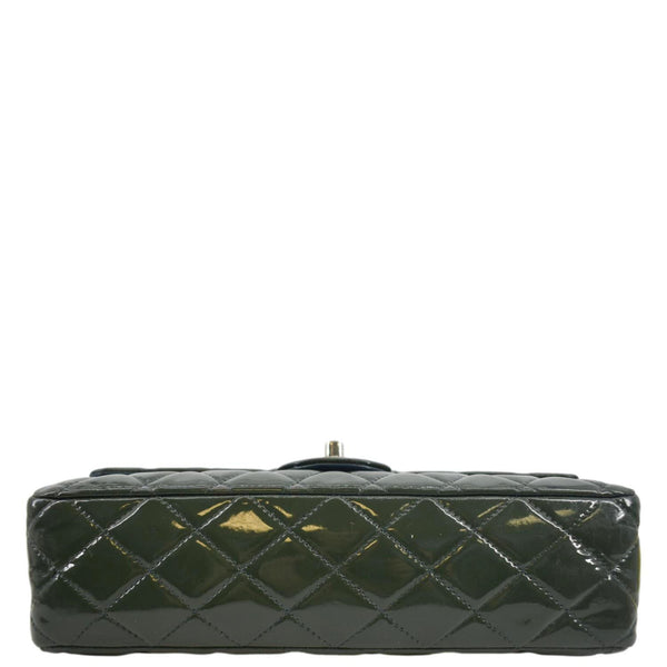 CHANEL Flap Quilted Patent Leather Shoulder Bag Green