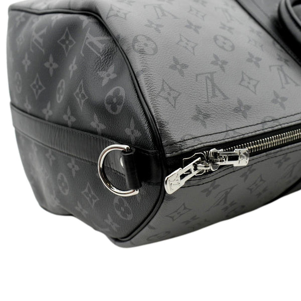 LOUIS VUITTON Keepall 50 Bandouliere Monogram Eclipse Travel Bag Black