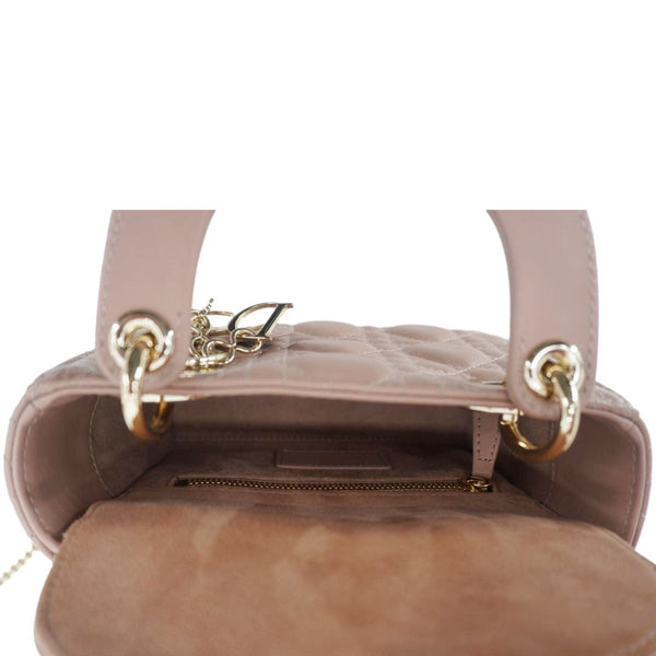 CHRISTIAN DIOR Lady Dior Mini Cannage Leather Crossbody Bag Rose