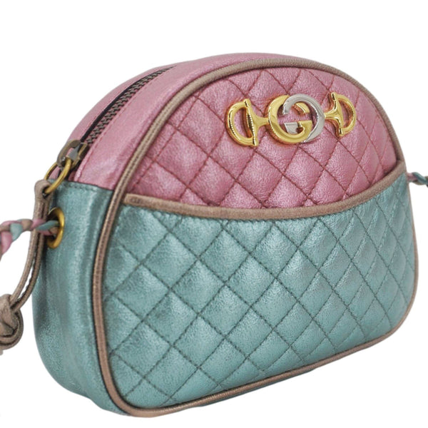 GUCCI Trapuntata Mini Zumi Dome Laminated Nappa Leather Crossbody Bag pink 534951