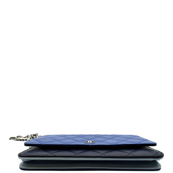 CHANEL WOC Quilted Leather Crossbody Tricolor Wallet Blue