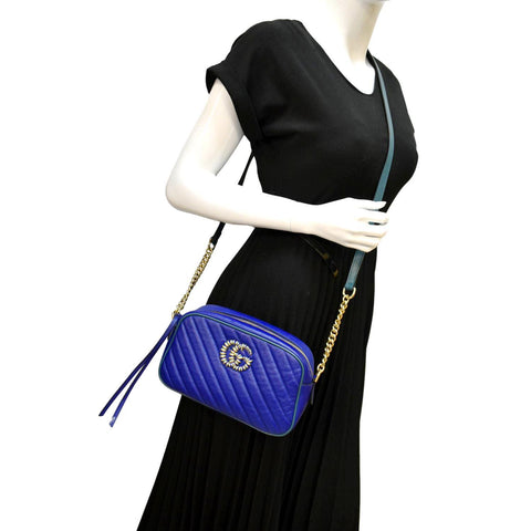 Gucci GG Marmont Small Diagonal Leather Crossbody Bag - Full View