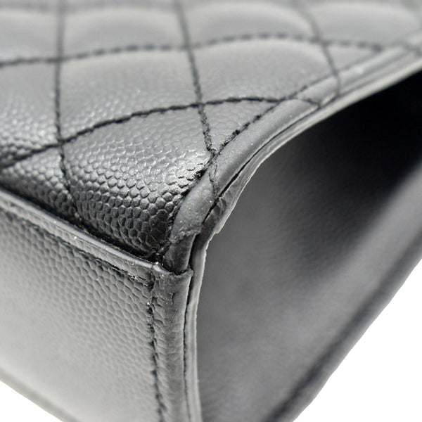 YVES SAINT LAURENT Large Envelope Calfskin Leather Chain Shoulder Bag Black