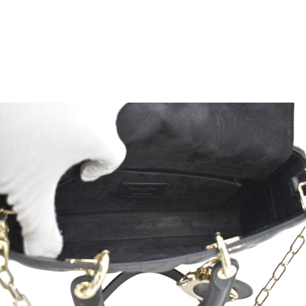 CHRISTIAN DIOR Lady D-Joy Medium Cannage Leather Shoulder Bag Black