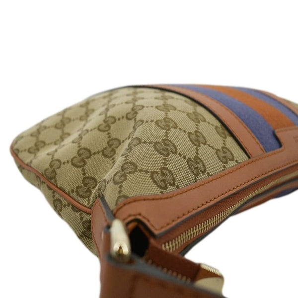 GUCCI Half Moon Vintage Web GG Canvas Bag Beige