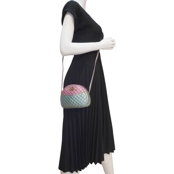 GUCCI Trapuntata Mini Zumi Dome Laminated Nappa Leather Crossbody Bag pink 534951