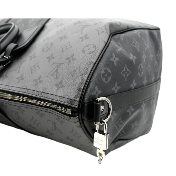 LOUIS VUITTON Keepall 50 Bandouliere Monogram Eclipse Travel Bag Black