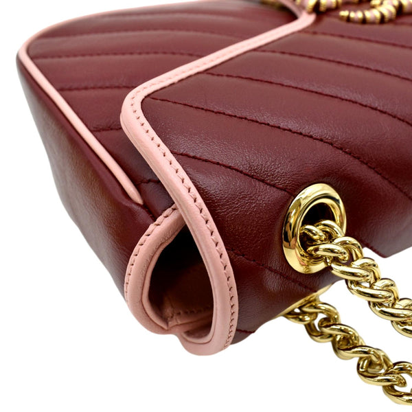 GUCCI GG Marmont Matelasse Leather Shoulder Bag Red 443497