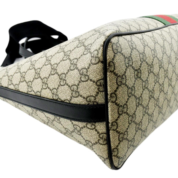 GUCCI Zipper Web GG Supreme Canvas Tote Bag Beige 359261