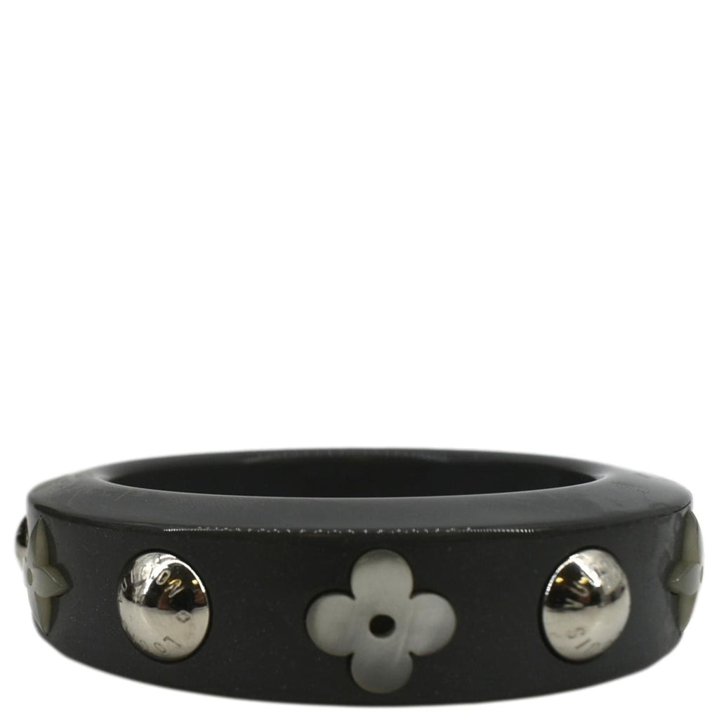 Authentic Louis Vuitton Gray Floral Resin Bangle Bracelet Louis vuitton clear bangle - Gem main image 3