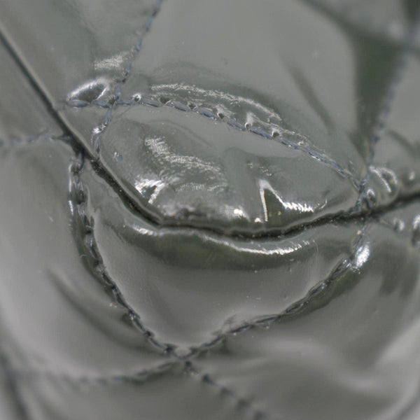 CHANEL Flap Quilted Patent Leather Shoulder Bag Green