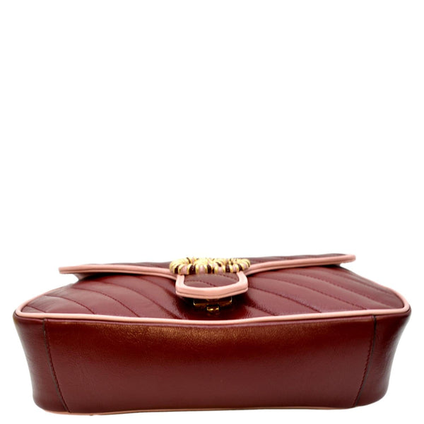GUCCI GG Marmont Matelasse Leather Shoulder Bag Red 443497