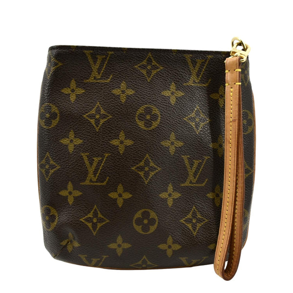 LOUIS VUITTON Partition Monogram Canvas Wristlet Clutch Bag Brown