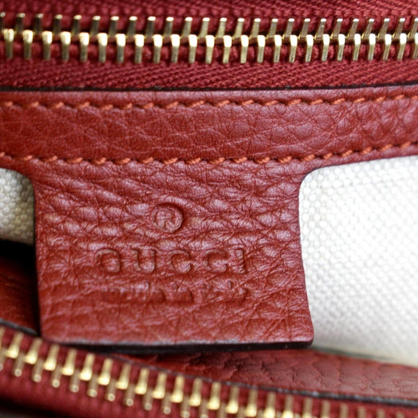 GUCCI Bamboo Shopper Leather Top Handle Shoulder Bag Red 323660