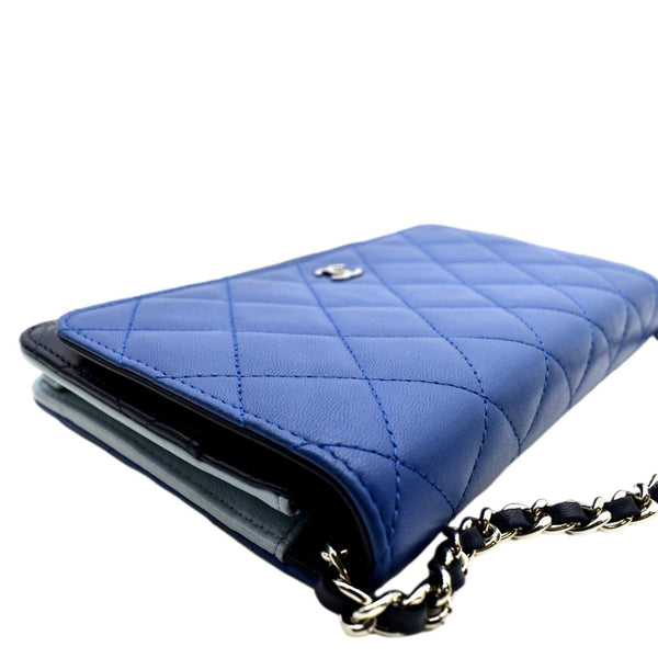 CHANEL WOC Quilted Leather Crossbody Tricolor Wallet Blue