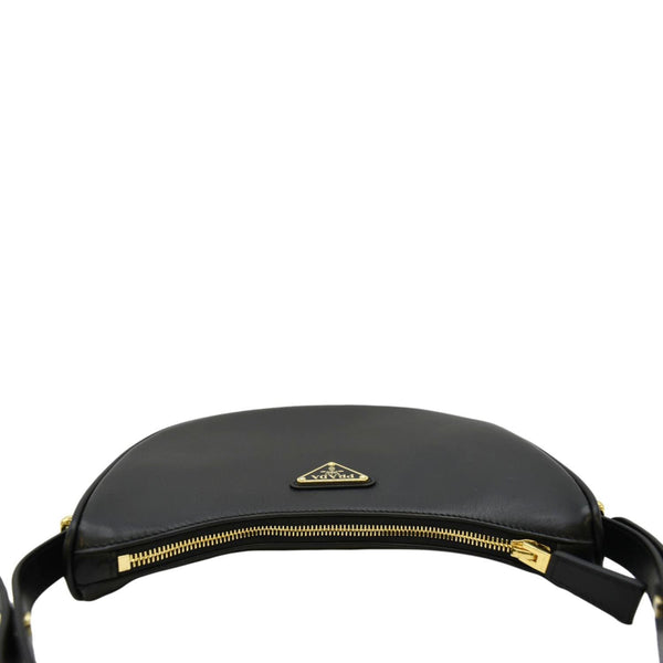 PRADA Arque Leather Shoulder Bag Black