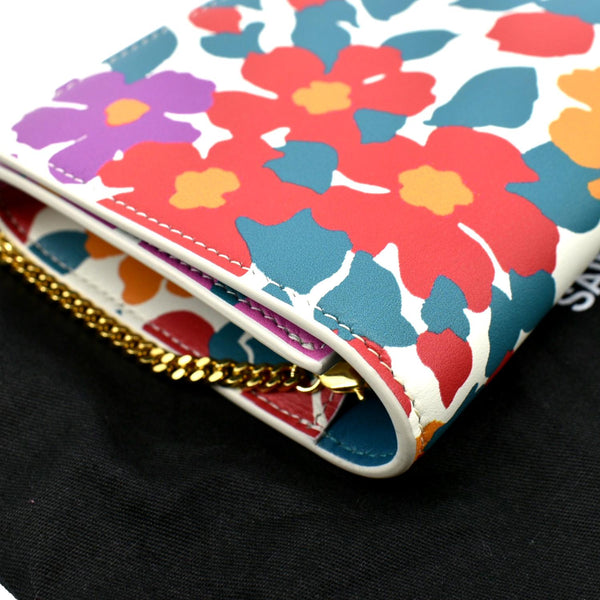 YVES SAINT LAURENT Floral Print Leather Shoulder Bag Multicolor