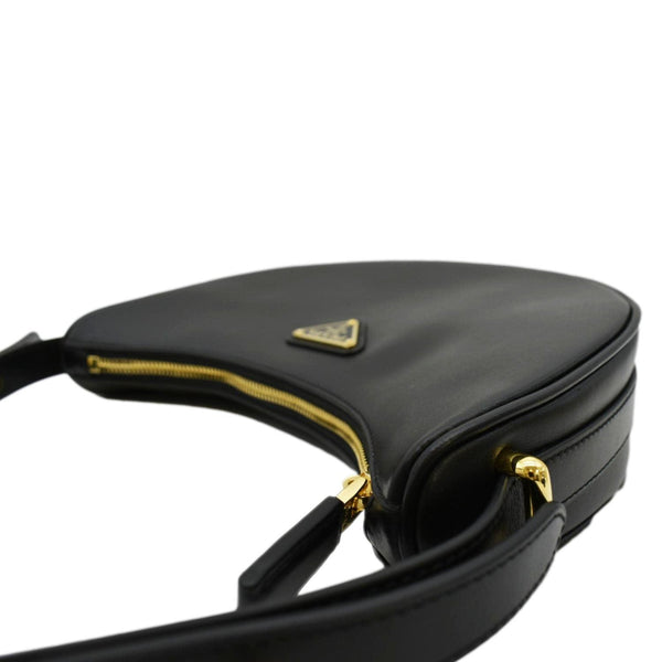 PRADA Arque Leather Shoulder Bag Black