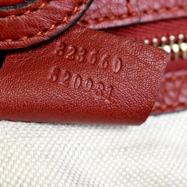 GUCCI Bamboo Shopper Leather Top Handle Shoulder Bag Red 323660