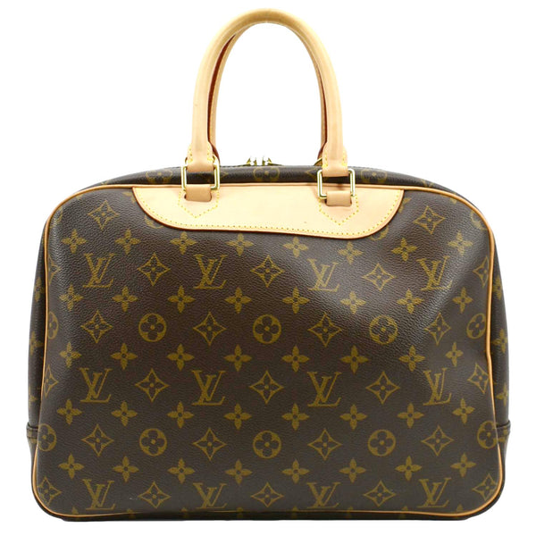 LOUIS VUITTON Deauville Boston Monogram Canvas Satchel Bag Brown