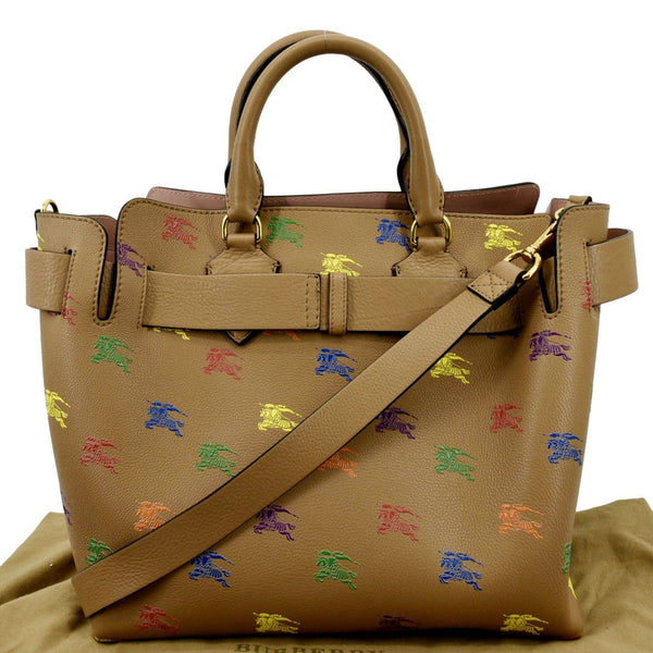 BURBERRY Horse Rainbow Baby Belt Printed Leather Tote Bag Camel
