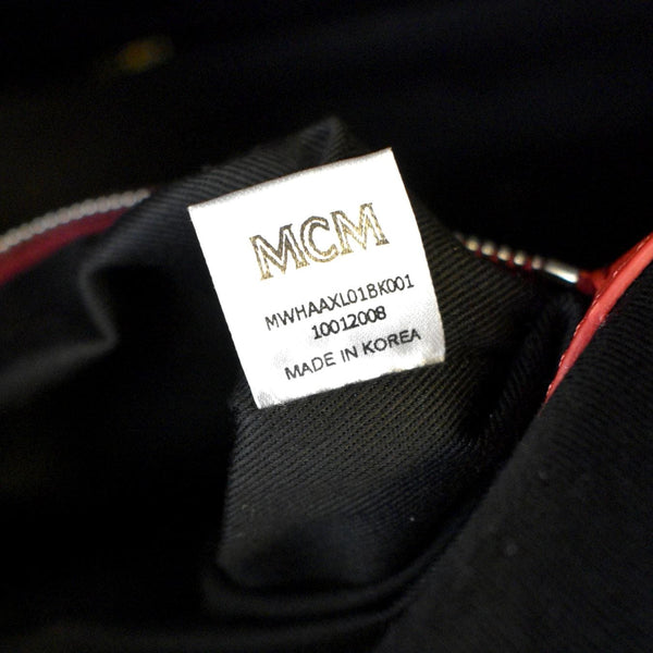 MCM Klara Visetos Medium Monogram Leather Hobo Bag Black