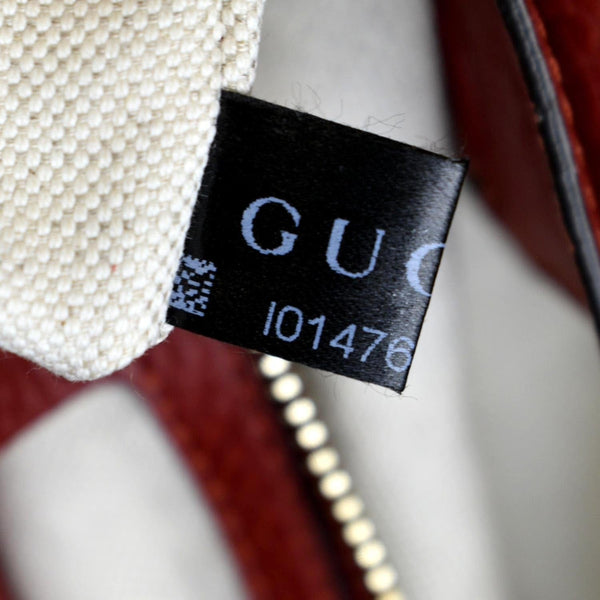 GUCCI Bamboo Shopper Leather Top Handle Shoulder Bag Red 323660