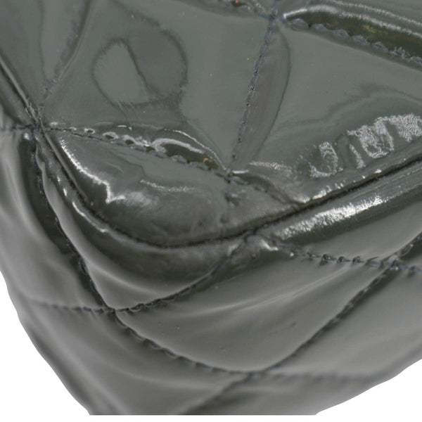 CHANEL Flap Quilted Patent Leather Shoulder Bag Green