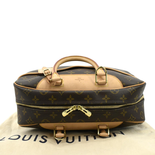 LOUIS VUITTON Deauville Boston Monogram Canvas Satchel Bag Brown