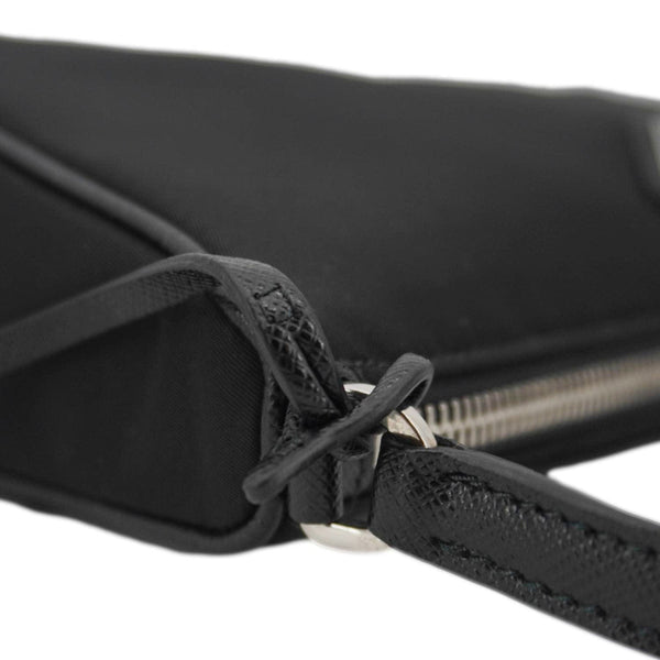 Prada Accessory Pouch Nylon Hobo Bag Black – Handle Closeup