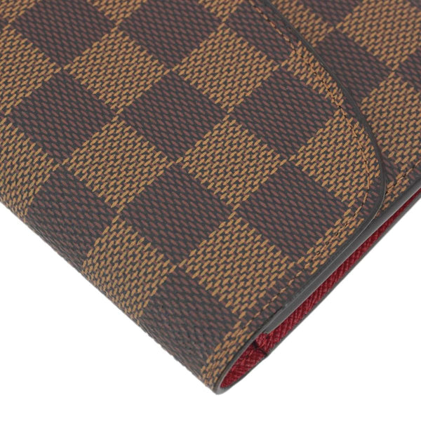LOUIS VUITTON Emilie Damier Ebene Wallet Brown