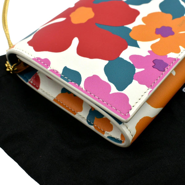 YVES SAINT LAURENT Floral Print Leather Shoulder Bag Multicolor