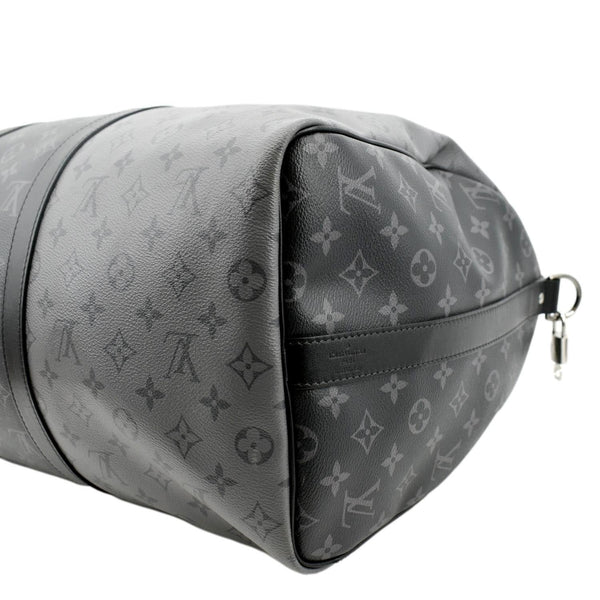 LOUIS VUITTON Keepall 50 Bandouliere Monogram Eclipse Travel Bag Black