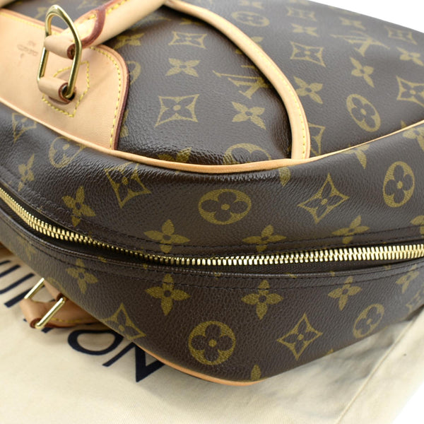 LOUIS VUITTON Deauville Boston Monogram Canvas Satchel Bag Brown