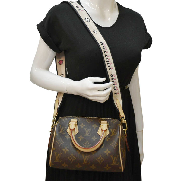 LOUIS VUITTON Speedy 20 Bandouliere Monogram Canvas Satchel Bag Brown