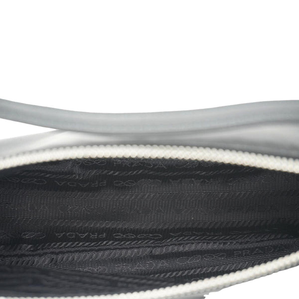 Prada Accessory Pouch Nylon Hobo Bag Black – Open Zip View