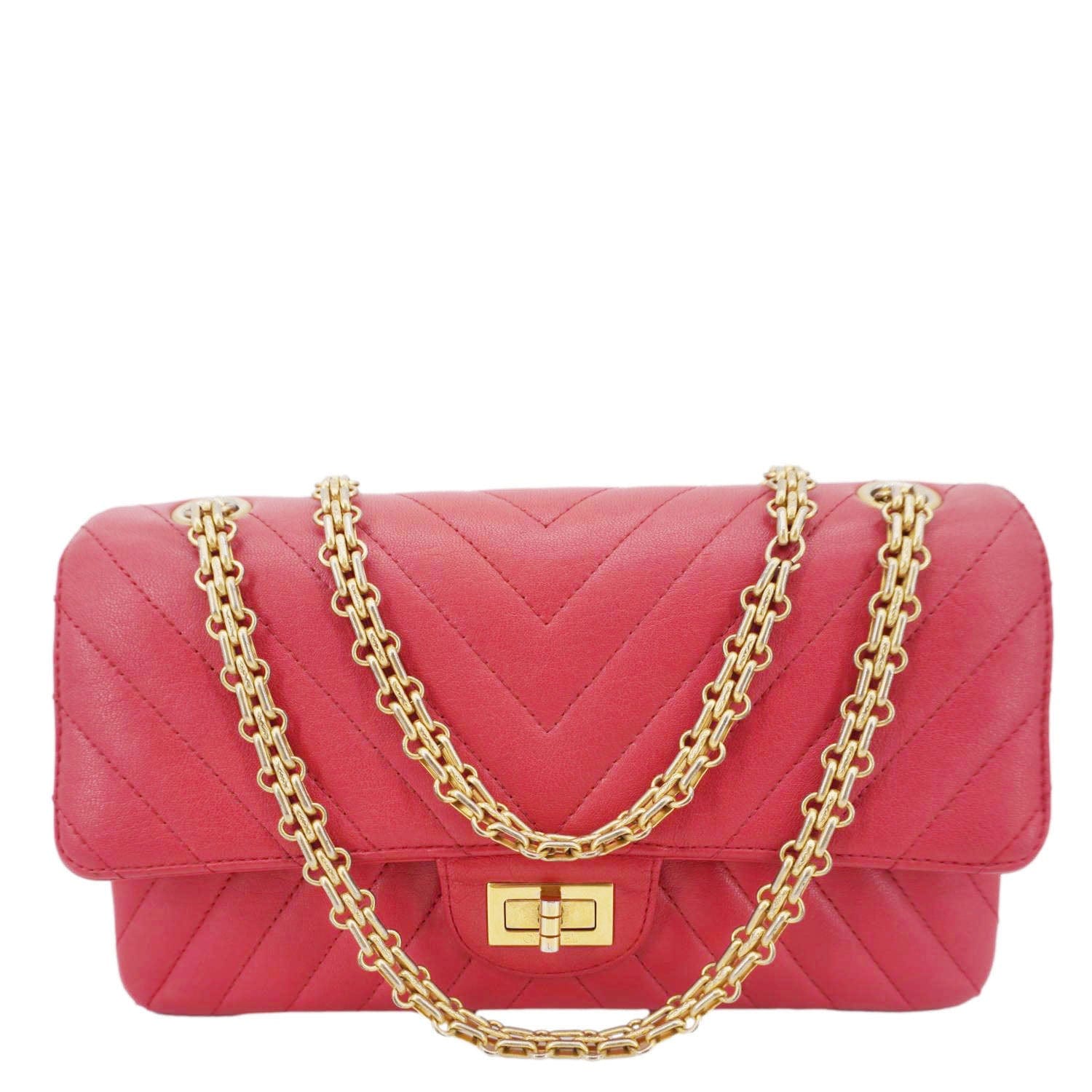 CHANEL 2.55 Reissue Double Flap Chevron Leather Shoulder Bag Pink