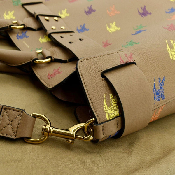 BURBERRY Horse Rainbow Baby Belt Printed Leather Tote Bag Camel