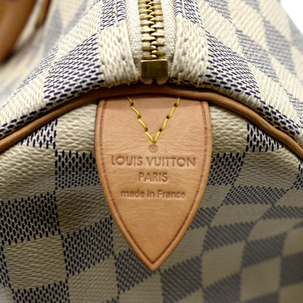 LOUIS VUITTON Speedy 35 Damier Azur Satchel Bag White