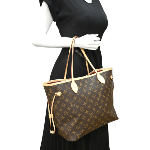 LOUIS VUITTON Neverfull MM Monogram Canvas Tote Bag Brown